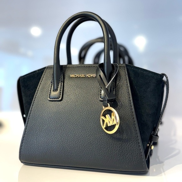 Michael Kors  Avril Extra-Small Leather and Suede Satchel Bag Black Multi - Picture 5 of 9